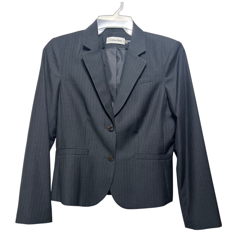 Calvin Klein Dark Navy Blazer Jacket Womens Sz 10 SFJS1706 - Excellent Condition